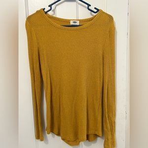 Ribbed mustard long sleeve tee